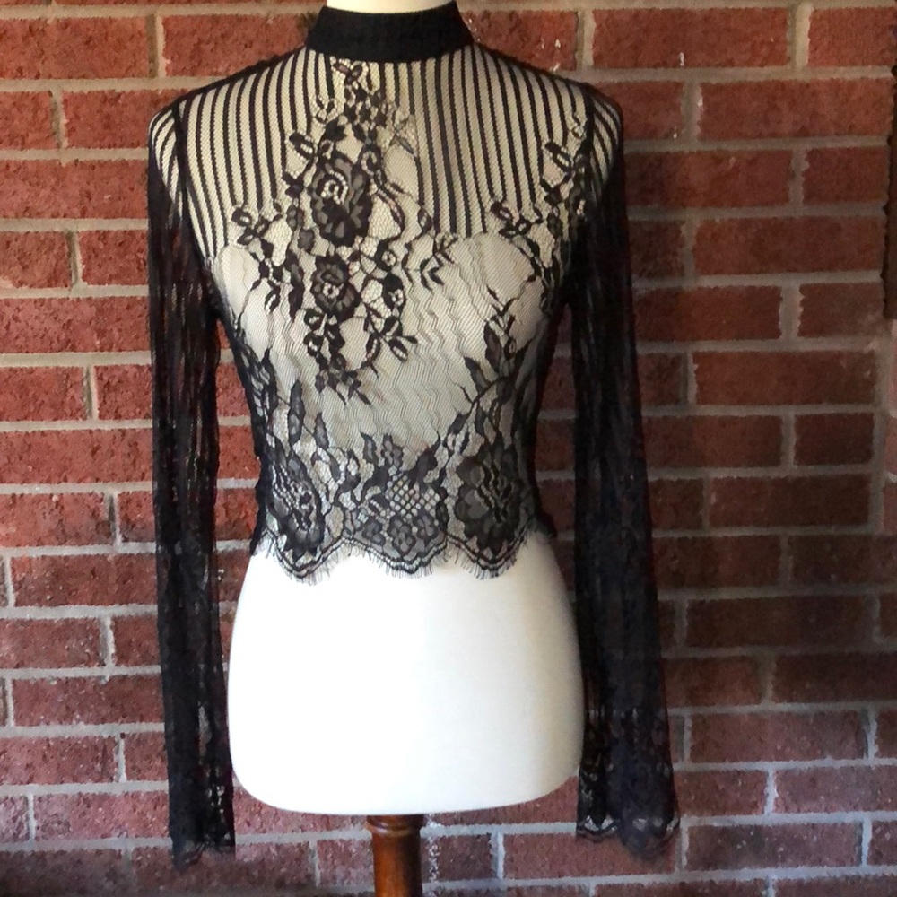 Lace zip-back blouse